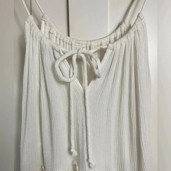 Cream gauzy camisole top, Small, spaghetti straps, lace hem, Festival, Party - Picture 7 of 9